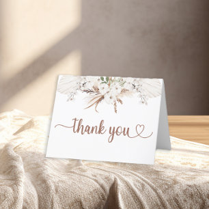 Boho Floral Carte de remerciements Pampas neutre