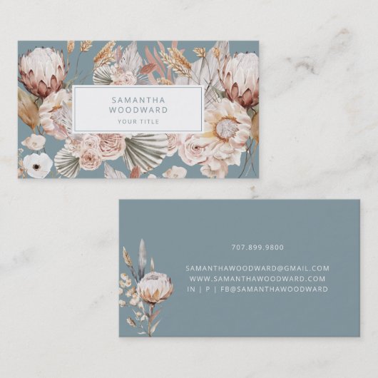 Boho Floral Carte de visite (Devant / Derrière)