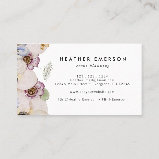 Boho Floral Carte de visite (Dos)