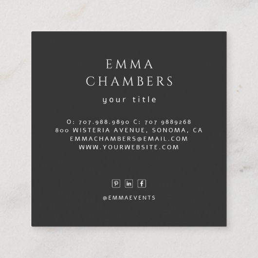 Boho Floral Carte de visite noir (Dos)