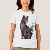 Boho Floral Cat T-Shirt – Artistic Botanical  (Voorkant)