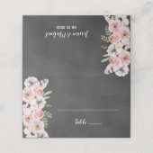 Boho Floral Chalkboard Place Card (Buitenkant ongevouwen)