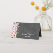 Boho Floral Chalkboard Place Card (Achterkant)