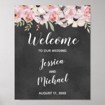 Boho Floral Chalkboard Wedding Welkomstteken