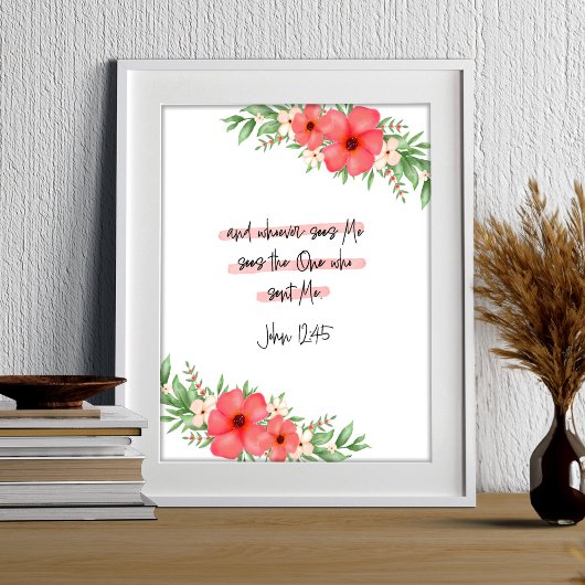 Boho Floral Christelijk Bijbelvers Johannes 12:45 Poster