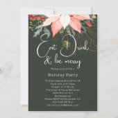 Boho Floral Christmas Eat Drink en Be Merry Party Kaart (Voorkant)