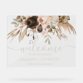 Boho Floral Citrouille Mariage bienvenue acrylique (Recto)