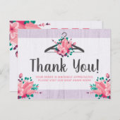 Boho Floral Clothes Hanger Boutique bedankt Briefkaart (Voorkant / Achterkant)