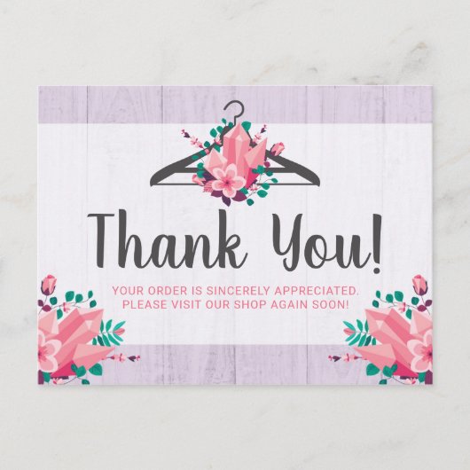 Boho Floral Clothes Hanger Boutique bedankt Briefkaart (Voorkant)