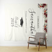 Boho Floral Congrats Afstuderen Foto Achtergrond Wandkleed (In Situ (horizontaal))