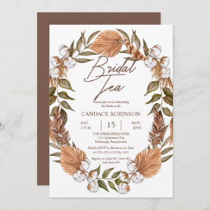 Boho Floral Cotton Dried Grasses Bridal Tea Shower Kaart