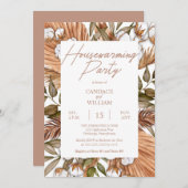Boho Floral Cotton | Grassen Housewarming Party Kaart (Voorkant / Achterkant)