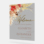 Boho Floral Couples Douche Bienvenue Symbole acryl (Angle)