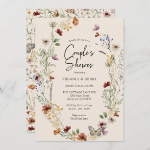 Boho Floral Couples Douche Invitation