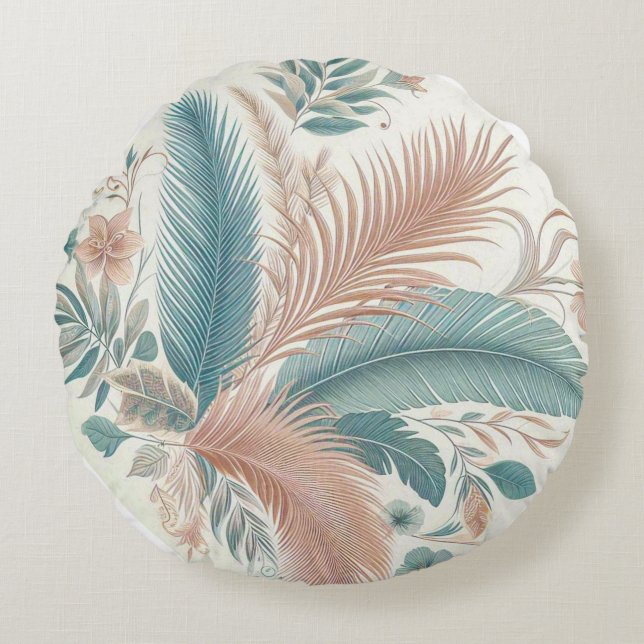 Boho Floral Coussin rond - Décor esthétique (Devant)