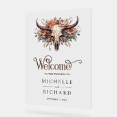 Boho Floral Cow Skull Western Wedding Welcome (Angle)
