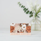 Boho Floral  Cream Blush Roze Bloemen Visitekaartje (Staand voorkant)