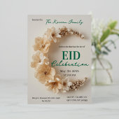 Boho Floral Crescent Eid Party Invitation (Debout devant)