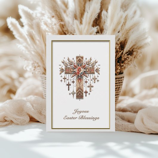 Boho Floral Cross Easter Kaart