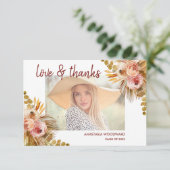Boho Floral Custom Photo Graduation Merci (Debout devant)