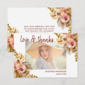 Boho Floral Custom Photo Graduation Merci (Devant / Derrière)