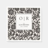 Boho Floral Custom Zwart Bruiloft Botanische serve Servet (Voorkant)