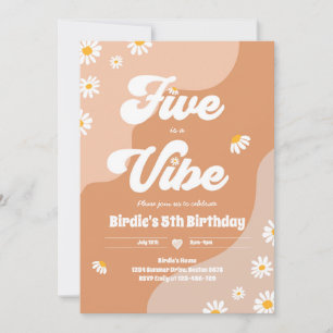 Boho Floral Daisy 5e verjaardag vijf is een vibe Kaart