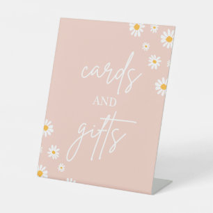 Boho Floral Daisy Groovy Birthday Kaart en Gifts Reclamebord Met Voetstuk