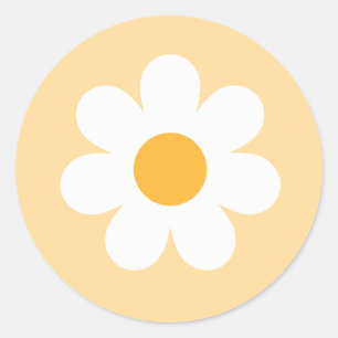 Boho Floral Daisy Groovy Birthday Party Favors Ronde Sticker