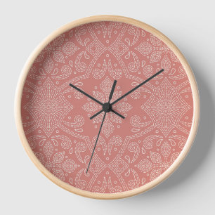 Boho Floral Damask Line Art, Terracotta Klei