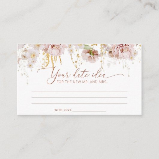 Boho floral Date-ideeën. Datum jar Informatiekaartje (Voorkant)