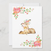 Boho Floral Deer Invitation Baby shower rose (Dos)