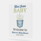 Boho Floral Denim Blue Jean Baby shower Bienvenue (Angle)