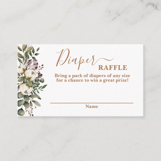 Boho floral Diaper Raffle Card Informatiekaartje (Voorkant)
