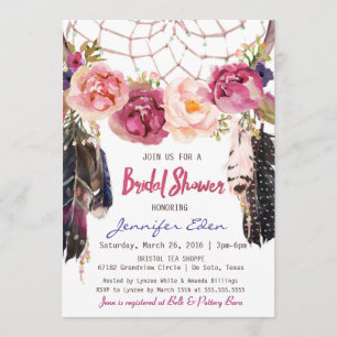 Boho Floral Dreamcatcher Bruids Douche Uitnodiging