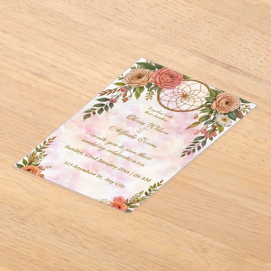 Boho Floral Dreamcatcher Faire-part de mariage (Poser)