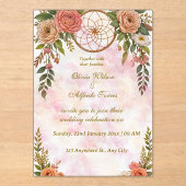 Boho Floral Dreamcatcher Faire-part de mariage (Recto)