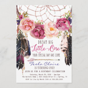 Boho Floral Dreamcatcher Waterverf eerste verjaard Kaart