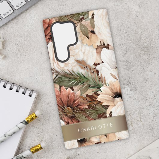 Boho Floral Earth Tones Samsung Galaxy Hoesje