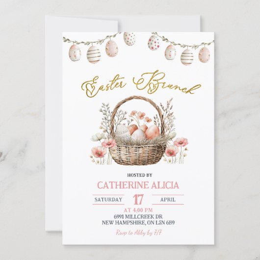 Boho Floral Easter Brunch Invitation (Devant)