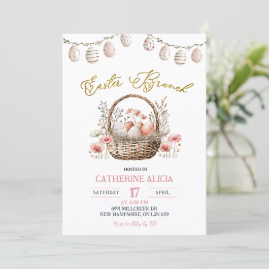 Boho Floral Easter Brunch Invitation (Debout devant)