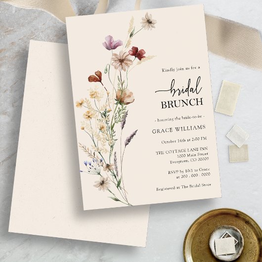 Boho Floral Élégant Bridal Brunch Invitation