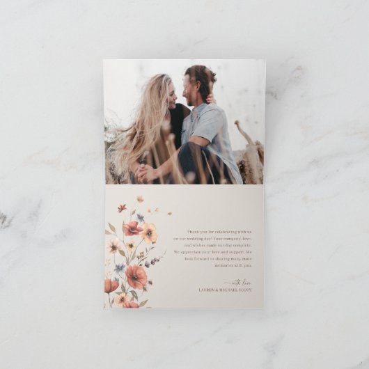 Boho Floral Elegant Mariage de automne Carte de re (Intérieur)
