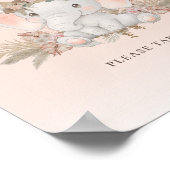 Boho Floral Elephant Baby shower Favorieten teken Poster (Hoek)