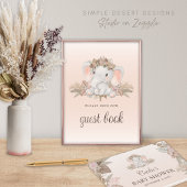 Boho Floral Elephant Baby shower Gastenboek