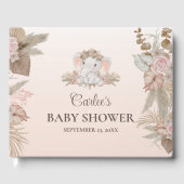 Boho Floral Elephant Baby shower Livre d'Invité (Recto)