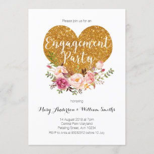 Boho Floral Engagement Party Kaart