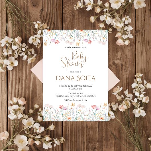 Boho floral espagnol Baby shower fille invitation