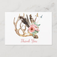 Boho floral et carte de remerciements d'Antler