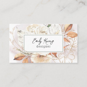 Boho Floral et Gold Tracery Carte de visite